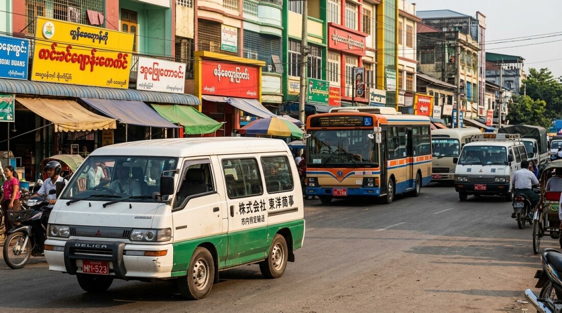 日本の中古車が海を渡る風景