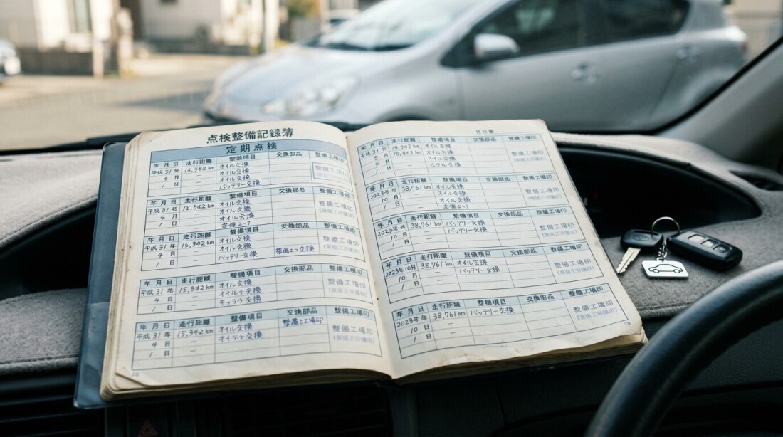 日本車の点検整備記録簿のイメージ