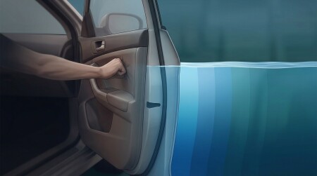 冠水時にドアを押す水圧のイメージ