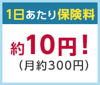 1日あたりの保険料約10円！（月約300円）